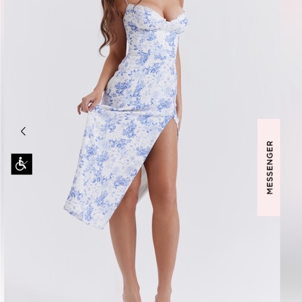 House of CB Blue and White Floral Midi Dress - Picture 4 of 10
